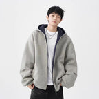 Double Zipper Hooded Sweater Men's Casual Jacket